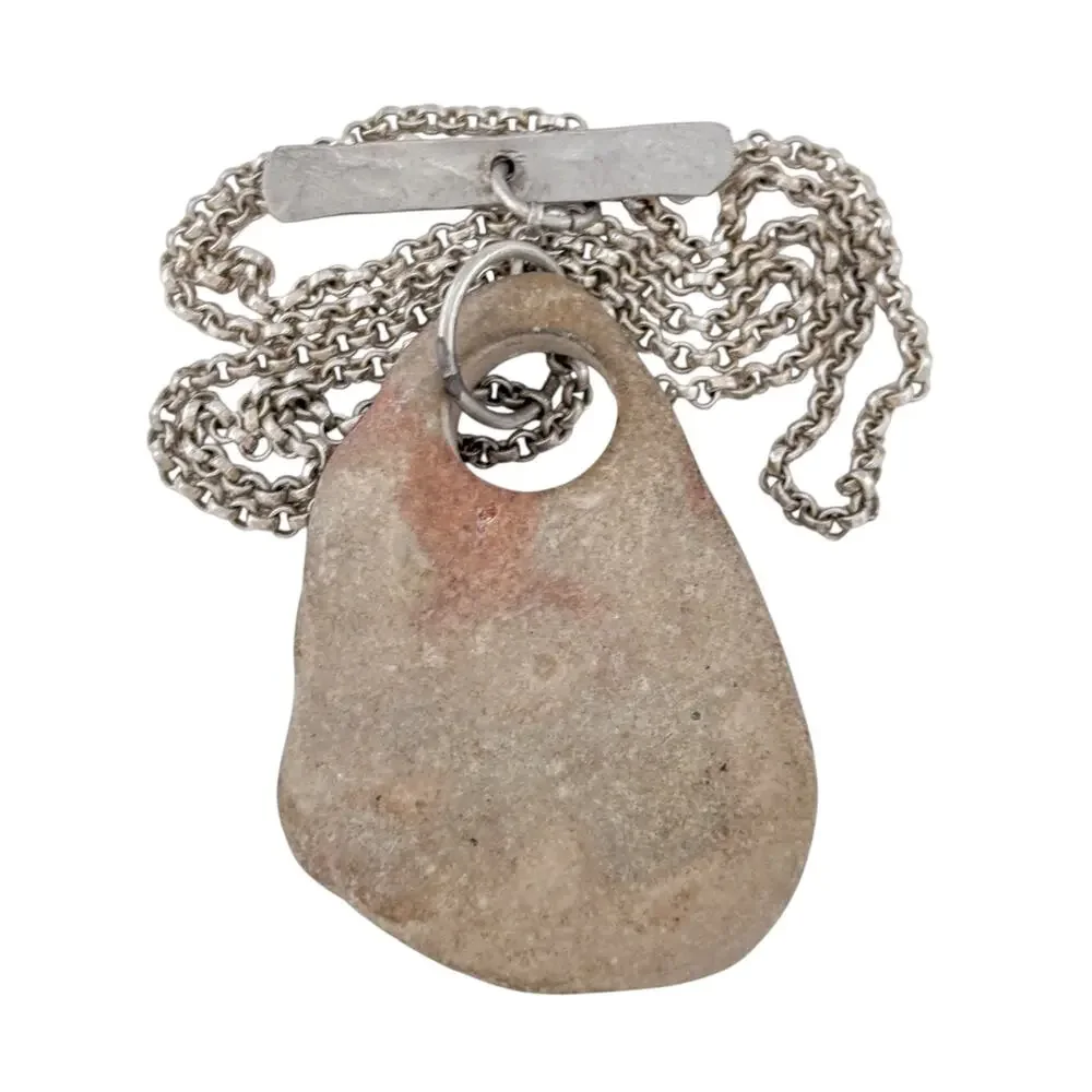 Vintage Sterling Silver 925 Stone Pendant Necklace 18